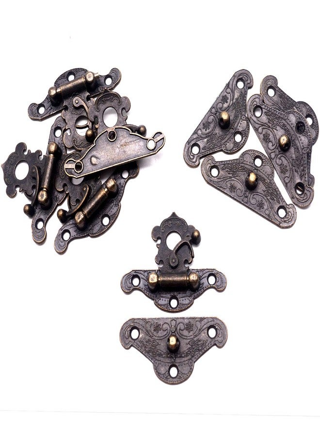 Karcy Hasp Locking Buckle for Cabinet Gift Box Lock Buckle Latch Hook Clasp with Screws 1.9"x1.5" Bronze Zinc Alloy Set of 5 - Image 1